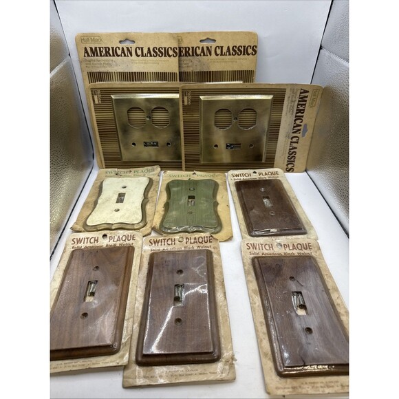 Vintage Light Switch/Outlet Covers Wooden metal Lot of 10 - Picture 1 of 5